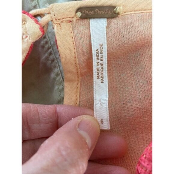 Free People Size 6 Coral Floral Lace Summer Tank Dress - Picture 4 of 7